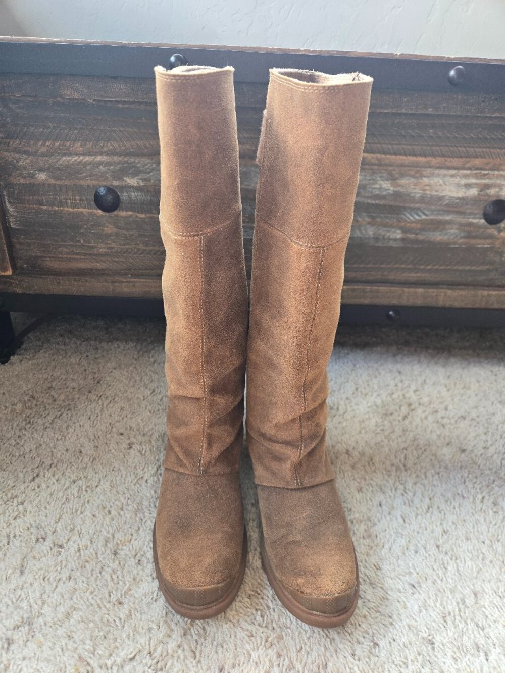Sorel Toronto Suede Waterproof Tall Wedge Boots Tan Elk Women's US Size 8